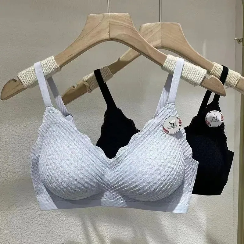 Seamless back lace bra underwear women's small breasts gather anti-sagging skin-friendly and comfortable thin non-wired bra 5