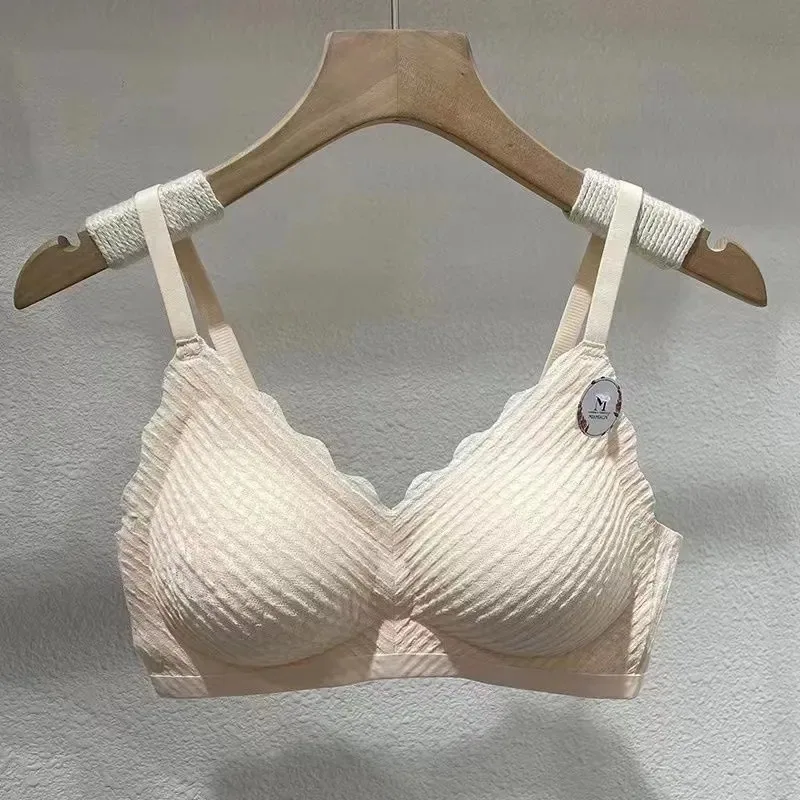 Seamless back lace bra underwear women's small breasts gather anti-sagging skin-friendly and comfortable thin non-wired bra 2
