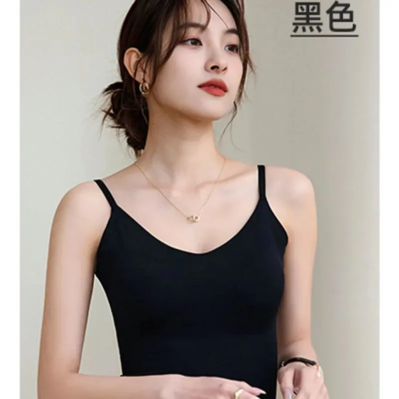 Summer thin non-marking ice silk air cup camisole with chest pad, wear it on the outside and wear it on the inside, with a beaut 3