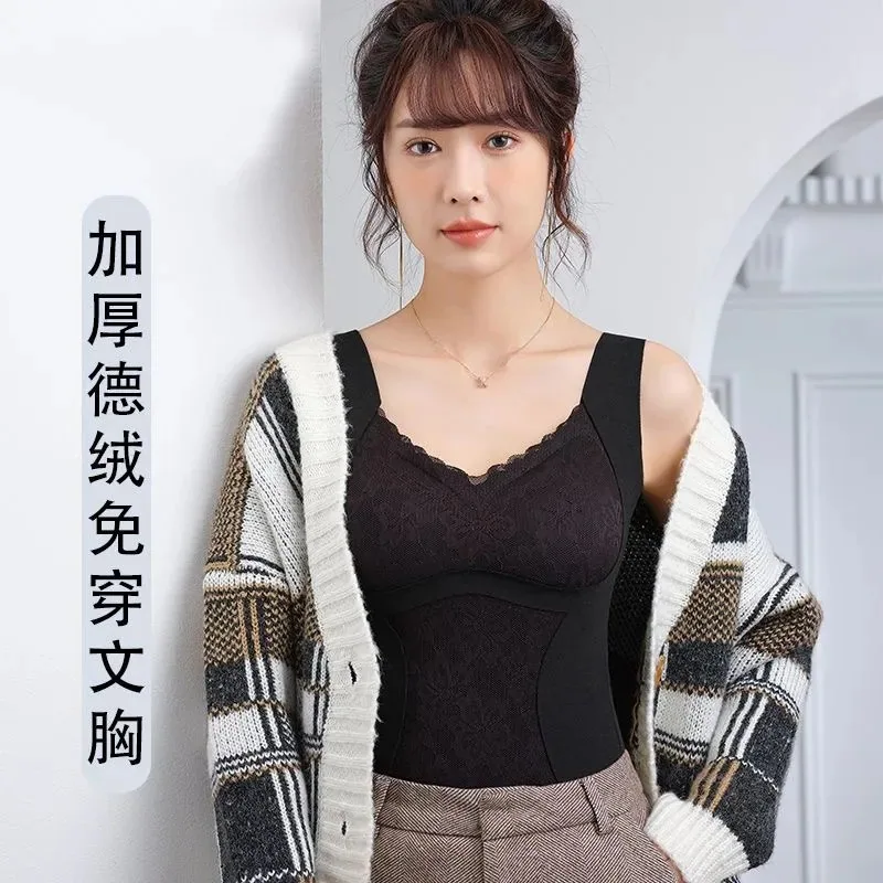 Fleece warm vest women's underwear, double-sided German velvet without traces, thickened, no bra, abdominal tightening, base dre - Men's Underwear 2
