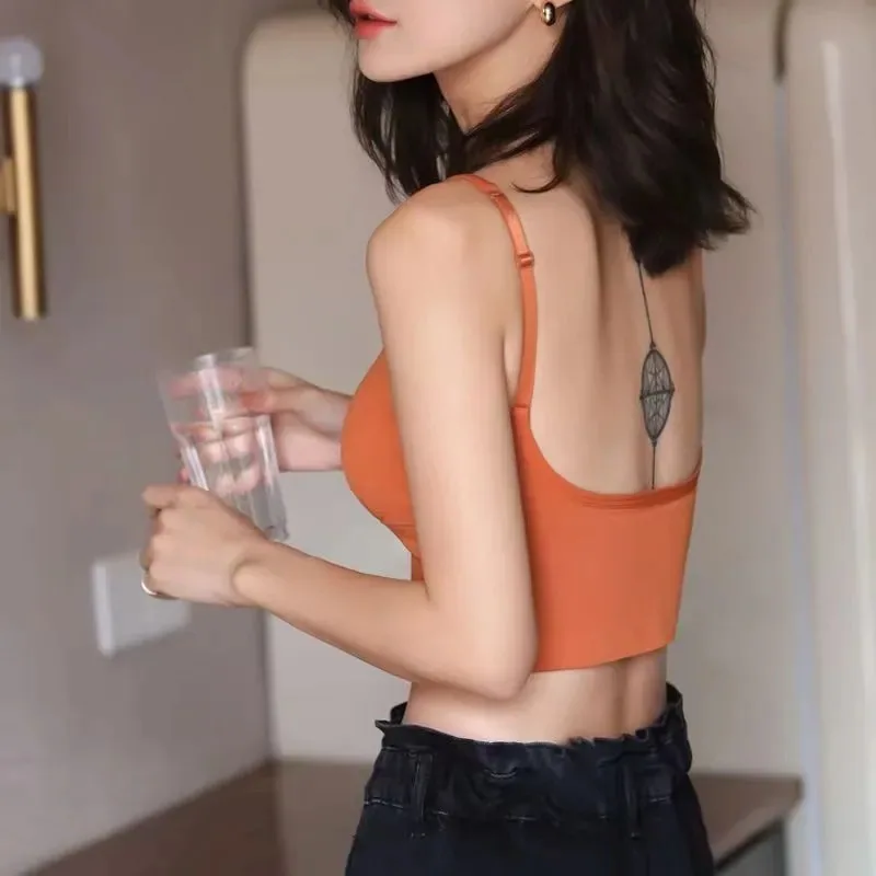 Kaka U-shaped beautiful back underwear Internet celebrity popular vest women's summer underwear with bottom belt chest pad small 6