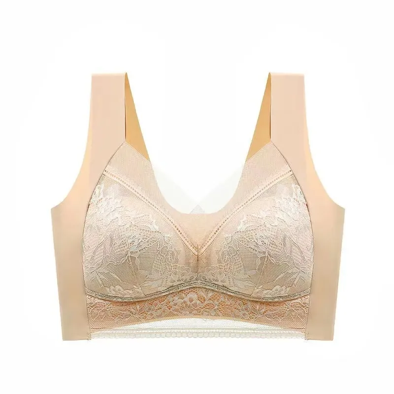 Ice silk breathable underwear women's summer thin beautiful back underwear women's underwear gather anti-sagging sports bra wome 2