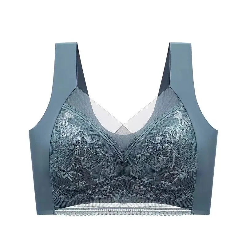 Ice silk breathable underwear women's summer thin beautiful back underwear women's underwear gather anti-sagging sports bra wome