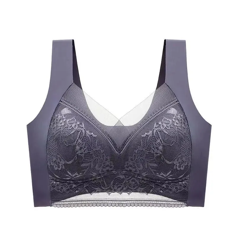 Ice silk breathable underwear women's summer thin beautiful back underwear women's underwear gather anti-sagging sports bra wome 6