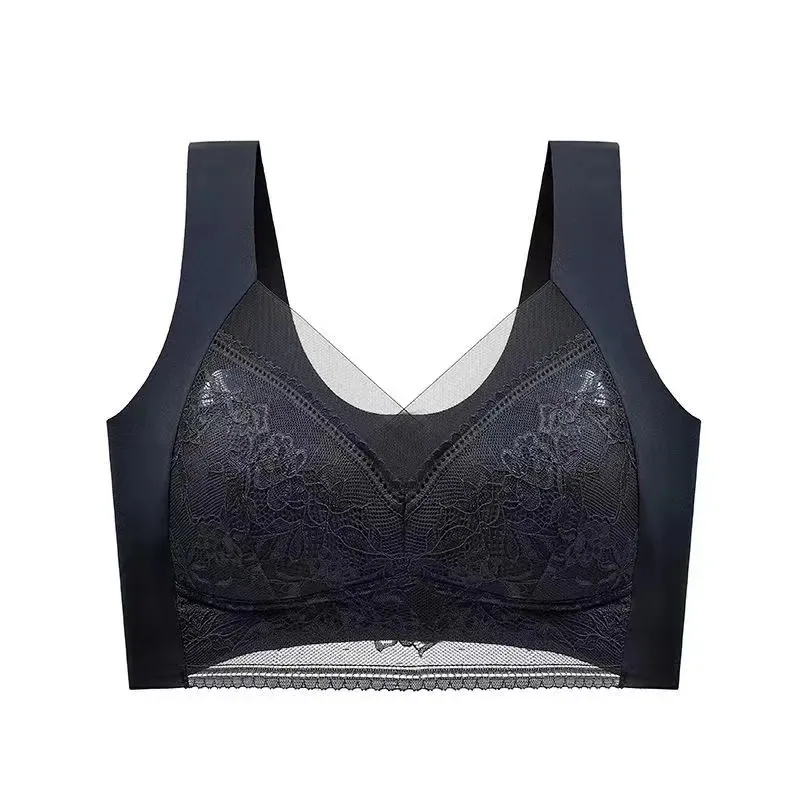 Ice silk breathable underwear women's summer thin beautiful back underwear women's underwear gather anti-sagging sports bra wome 4