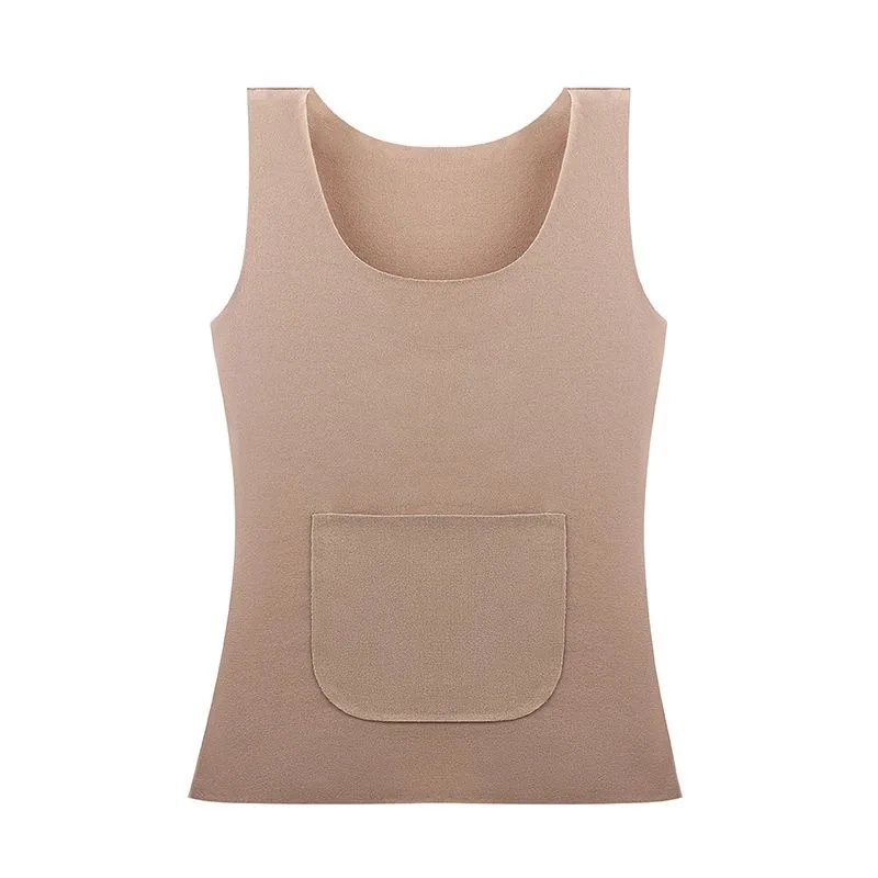 【Front and back pockets】Warm vest, Douyin pockets, double pockets, the same heat-up thickened German velvet base cold-proof unde 3