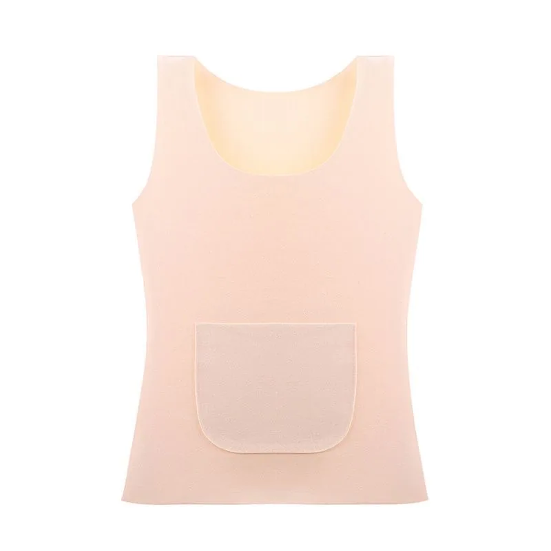 【Front and back pockets】Warm vest, Douyin pockets, double pockets, the same heat-up thickened German velvet base cold-proof unde 4