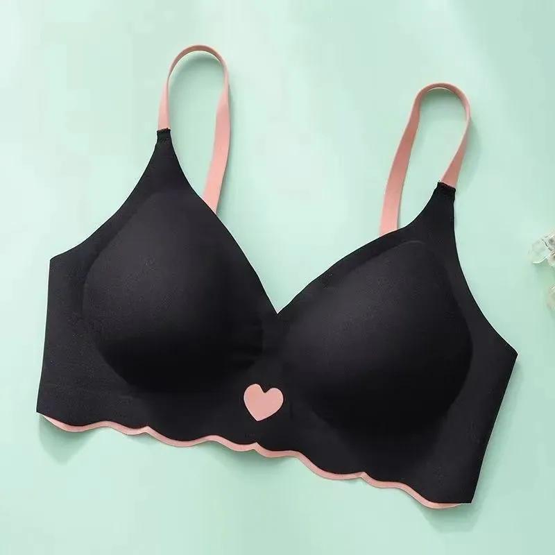 Seamless sweet underwear gathering anti-sagging thin big breasts and small breasts special wire-free girl student bra 4