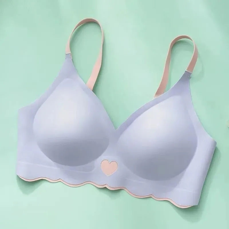Seamless sweet underwear gathering anti-sagging thin big breasts and small breasts special wire-free girl student bra 3