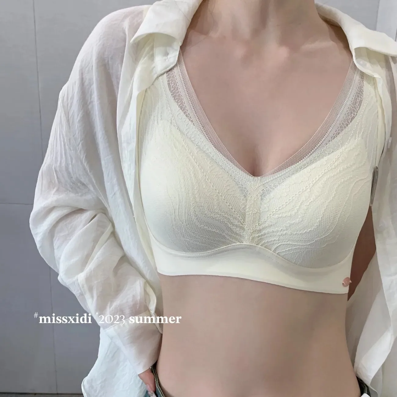 Anti-gravity 8.0 body shaping underwear fixed integrated cup gathering seamless bra sexy lace small fresh summer 3