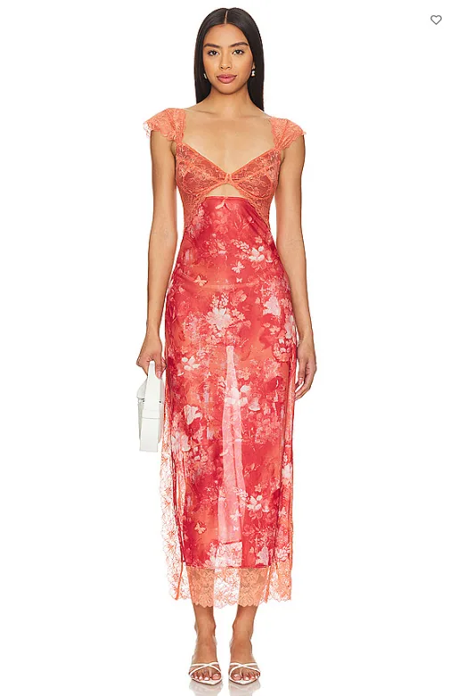 2024 Summer New Amazon AliExpress Lace Open Back Strap Paneled Slit Color Long Dress Women's Clothing 10