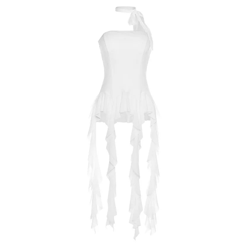 European and American cross-border 2024 summer fashion women's new one-shoulder slim tassel bandeau solid color versatile vest