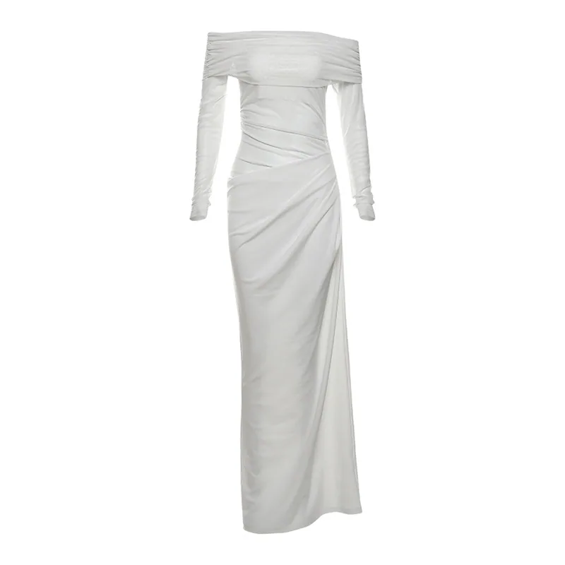 Foreign trade 2025 spring new women's clothing European and American style temperament sexy one-shoulder mesh see-through long d 3