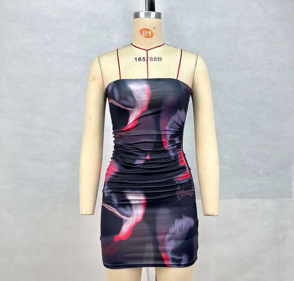 Cross-border women's clothing 2024 summer new sexy bandeau print hip skirt fashion slimming dress women's skirt 4