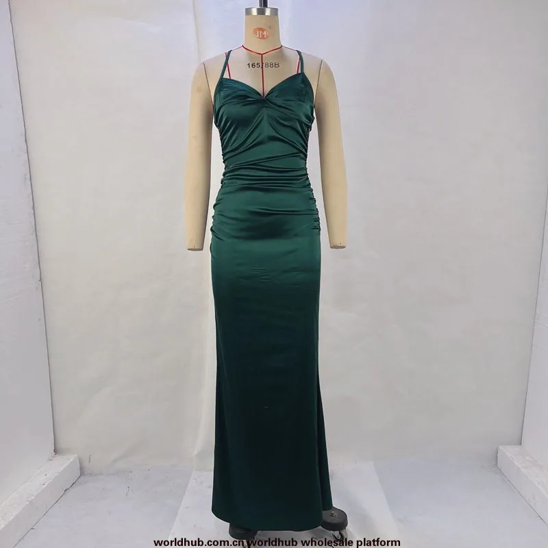 Amazon cross-border European and beautiful women's clothing Dai Shan's popular sexy fashion slim dress slip strap tight hip wrap 2