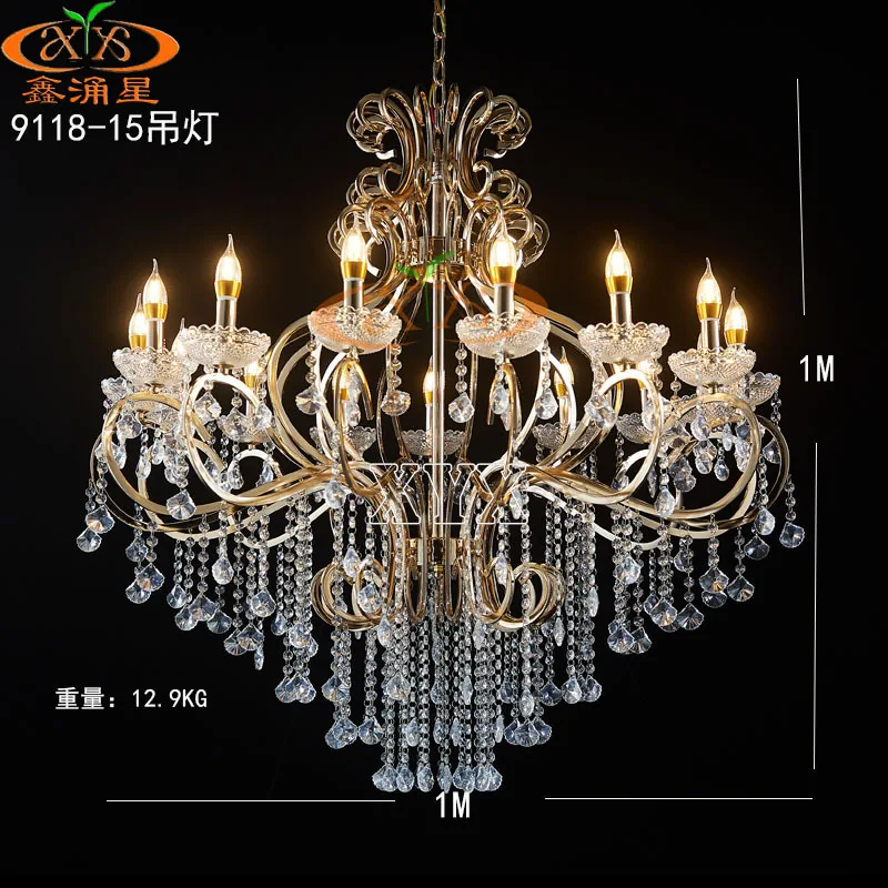 Manufacturer's 2024 New Wedding Props: European Electroplating Iron Crystal Chandelier, Wedding Hall Stage Decoration Ceiling 2