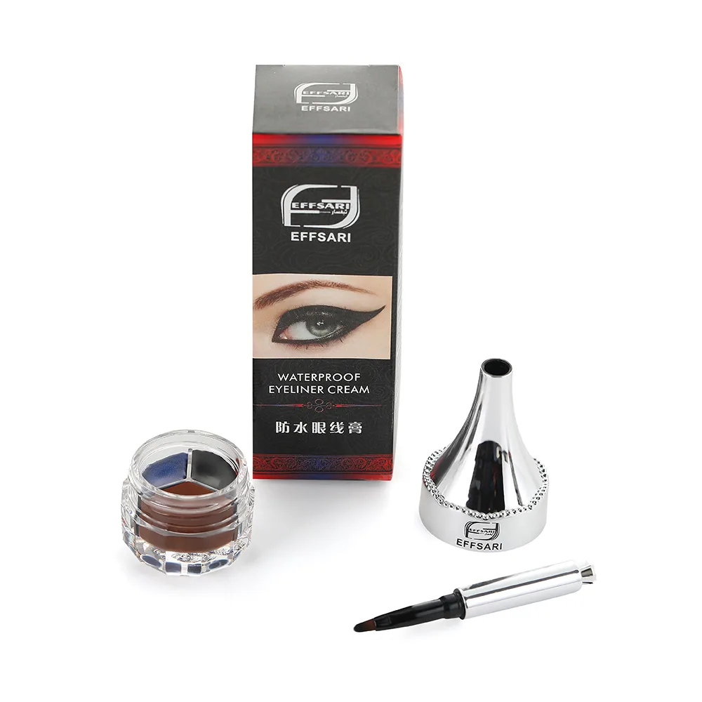 EFFSARI tricolor eyeliner eyebrow pencil color options display, multiple shades waterproof long-lasting for beginner makeup l