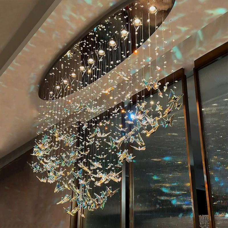 Light luxury crystal lamp, dining room lamp, new high-end living room chandelier, creative art modeling lamp, villa hall main