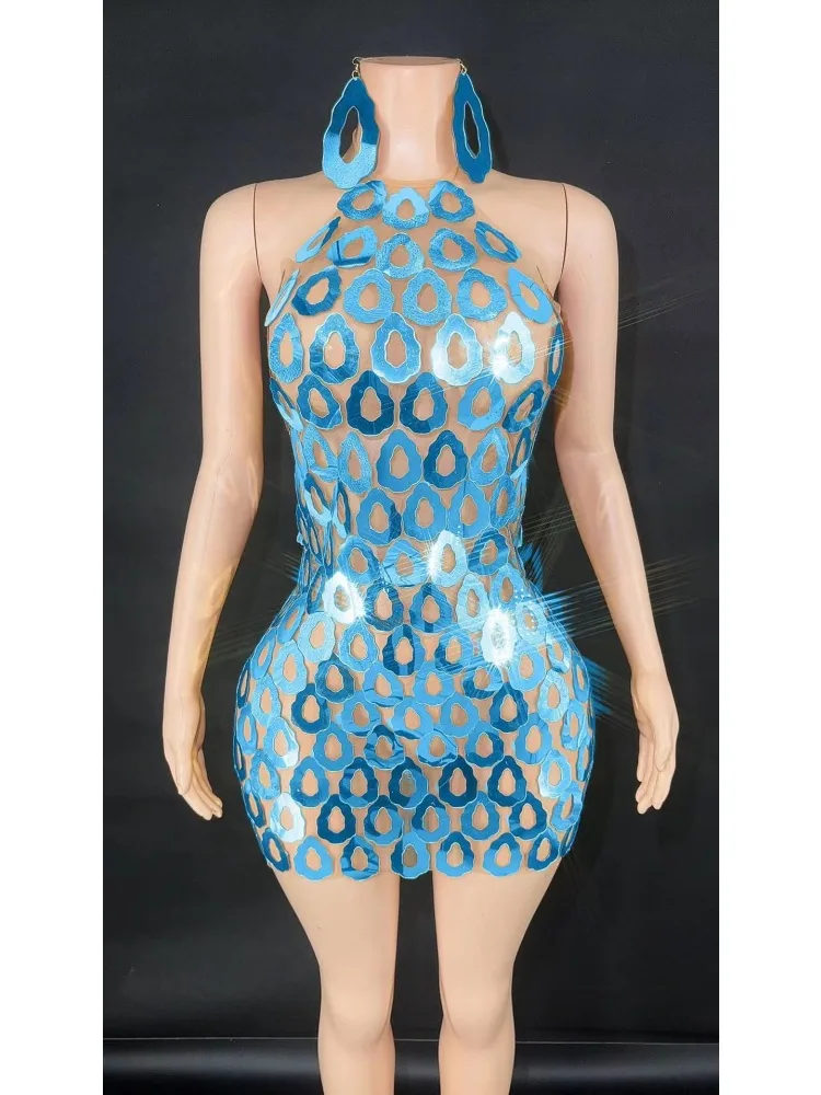 New products across the sale of European and American female singers stage performance costumes, sexy halterneck sequins, birthd 5