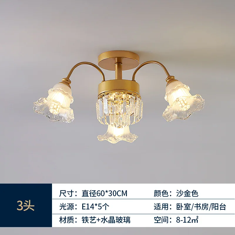 Light luxury crystal living room lamp ceiling lamp European high-end atmospheric villa home bedroom dining room light new in 202 2