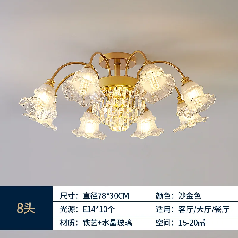 Light luxury crystal living room lamp ceiling lamp European high-end atmospheric villa home bedroom dining room light new in 202 6