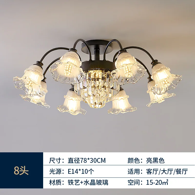 Light luxury crystal living room lamp ceiling lamp European high-end atmospheric villa home bedroom dining room light new in 202 5