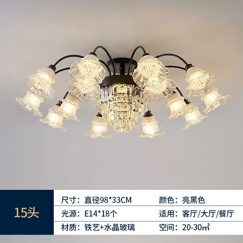 Light luxury crystal living room lamp ceiling lamp European high-end atmospheric villa home bedroom dining room light new in 202 11