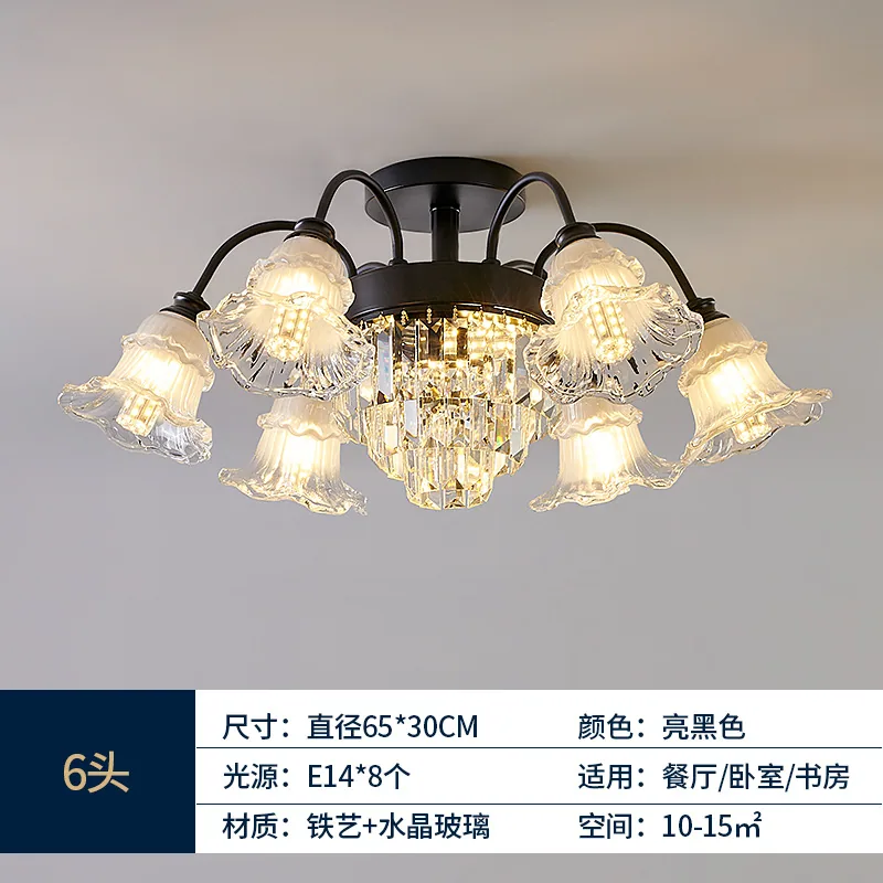 Light luxury crystal living room lamp ceiling lamp European high-end atmospheric villa home bedroom dining room light new in 202 3