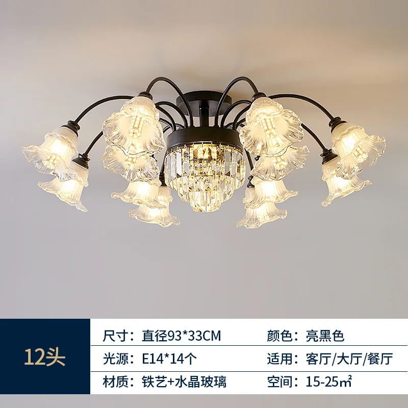 Light luxury crystal living room lamp ceiling lamp European high-end atmospheric villa home bedroom dining room light new in 202 9