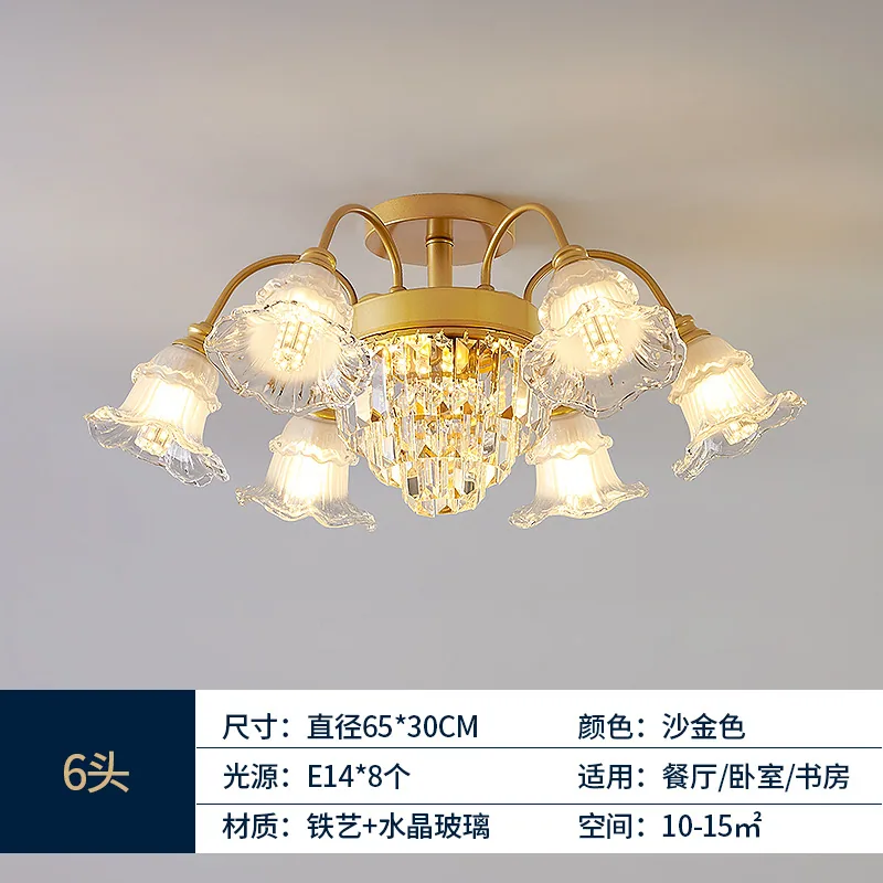 Light luxury crystal living room lamp ceiling lamp European high-end atmospheric villa home bedroom dining room light new in 202 4