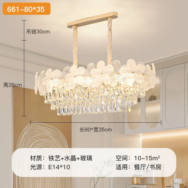 Lámpara de araña de cristal francesa para sala de estar, luz moderna y sencilla, estilo crema de flores de lujo, para dormitorio, comedor y hogar 4