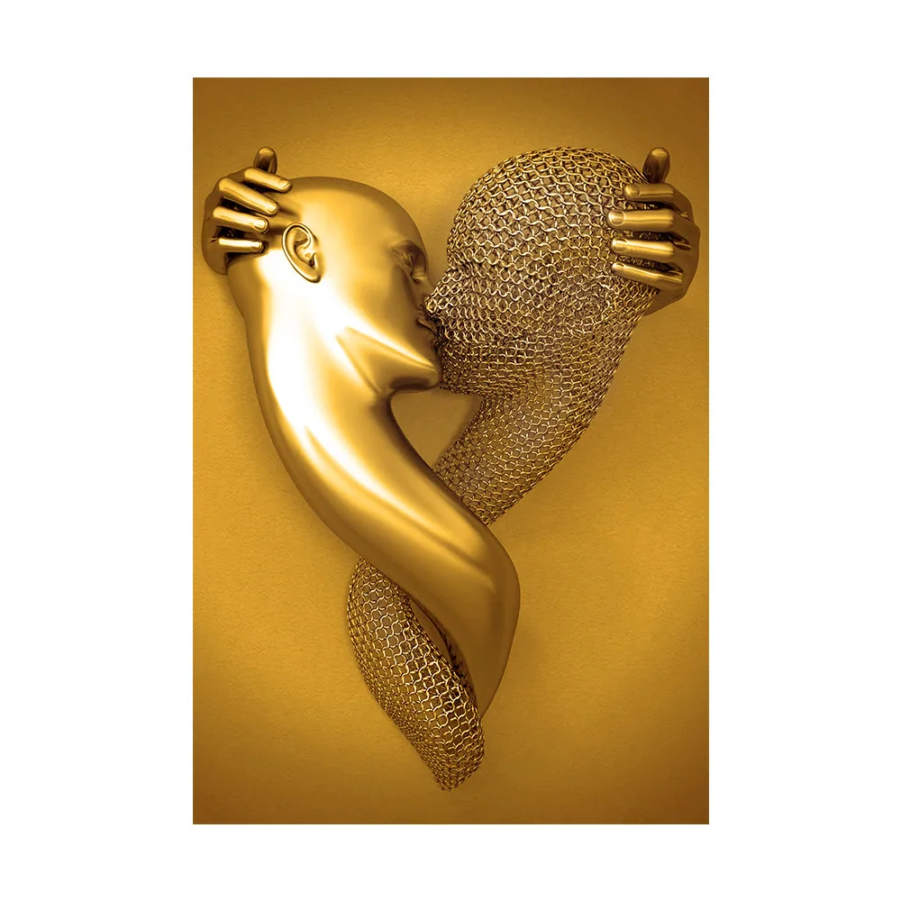 Creative metal figure hug sculpture frameless poster hanging painting modern sofa background wall decoration canvas painting cor 8
