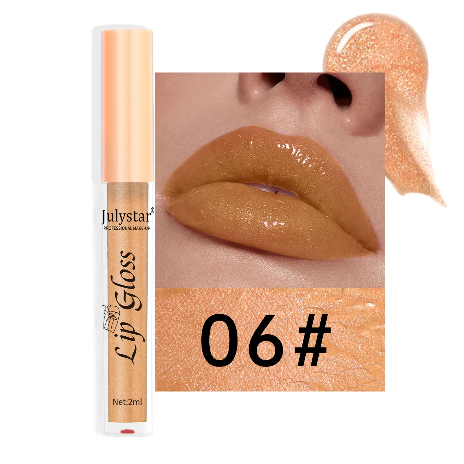 ลิปกลอสประกายมุก 8 สีข้ามพรมแดน ลิปสติกอเนกประสงค์สำหรับปากและแก้มแบบยุโรปและอเมริกา สีง่าย 6