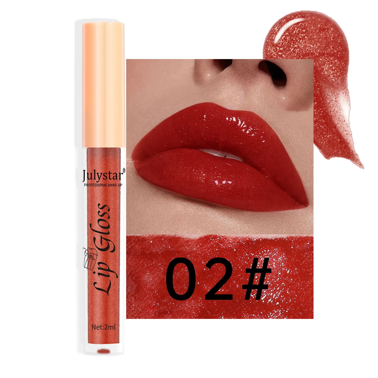 ลิปกลอสประกายมุก 8 สีข้ามพรมแดน ลิปสติกอเนกประสงค์สำหรับปากและแก้มแบบยุโรปและอเมริกา สีง่าย 2