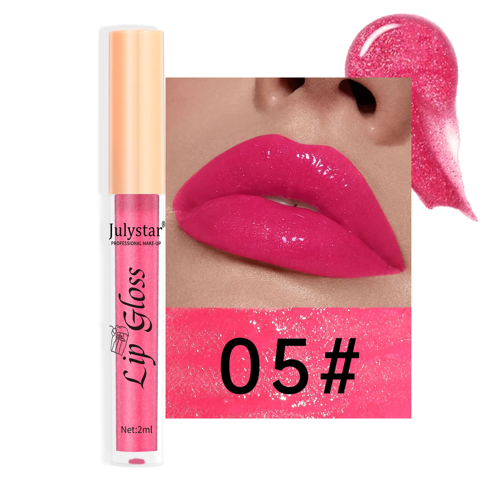 ลิปกลอสประกายมุก 8 สีข้ามพรมแดน ลิปสติกอเนกประสงค์สำหรับปากและแก้มแบบยุโรปและอเมริกา สีง่าย 5