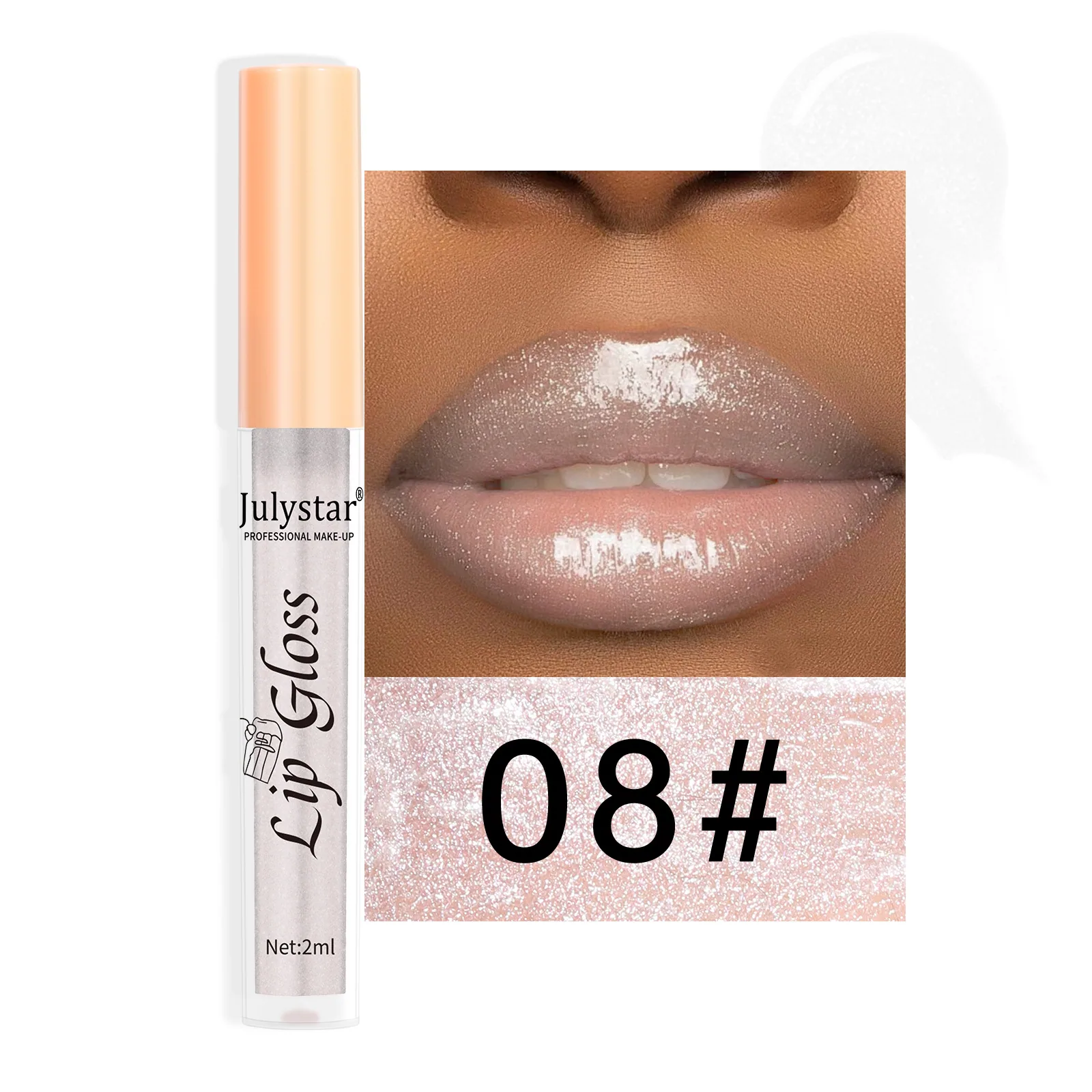 ลิปกลอสประกายมุก 8 สีข้ามพรมแดน ลิปสติกอเนกประสงค์สำหรับปากและแก้มแบบยุโรปและอเมริกา สีง่าย 8