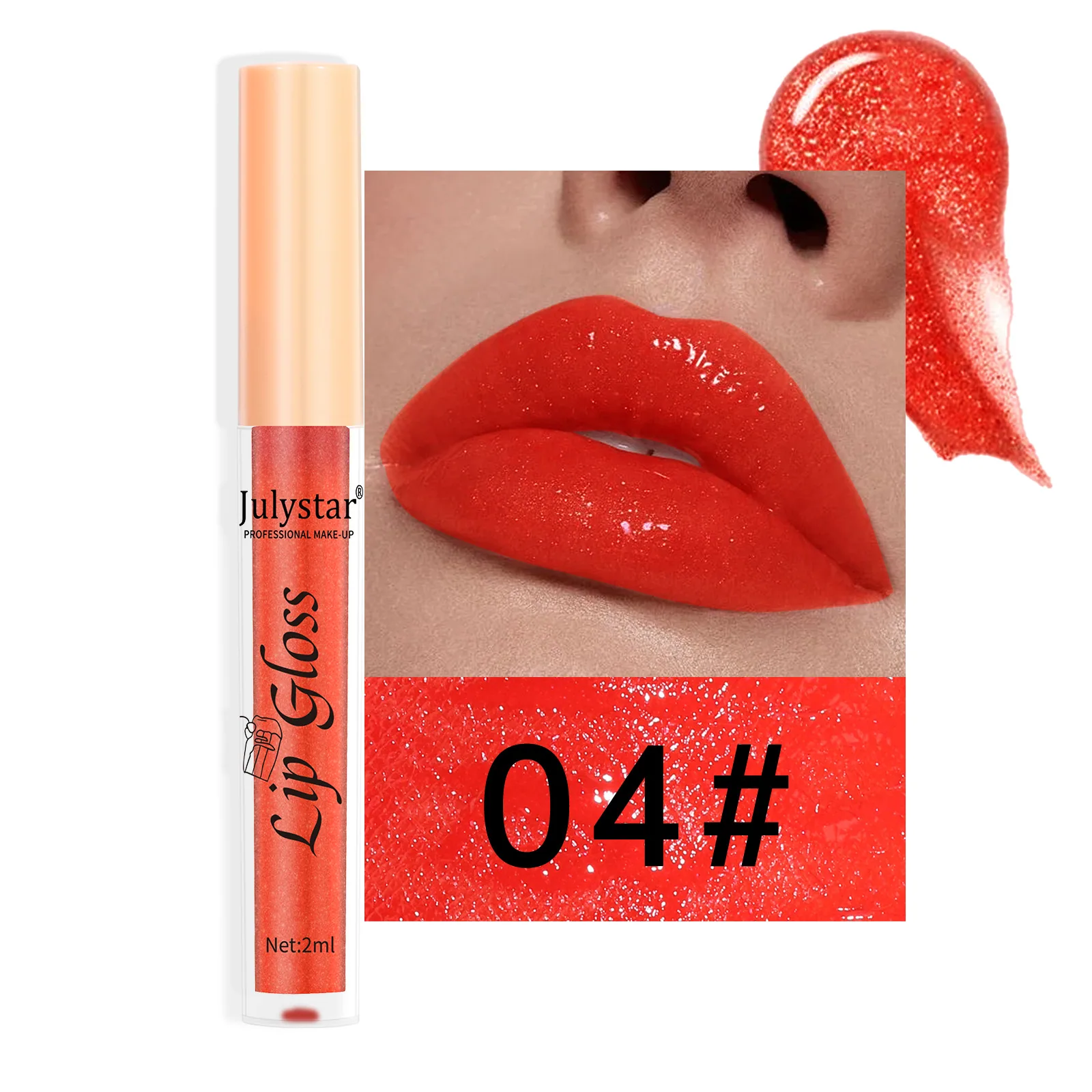 ลิปกลอสประกายมุก 8 สีข้ามพรมแดน ลิปสติกอเนกประสงค์สำหรับปากและแก้มแบบยุโรปและอเมริกา สีง่าย 4