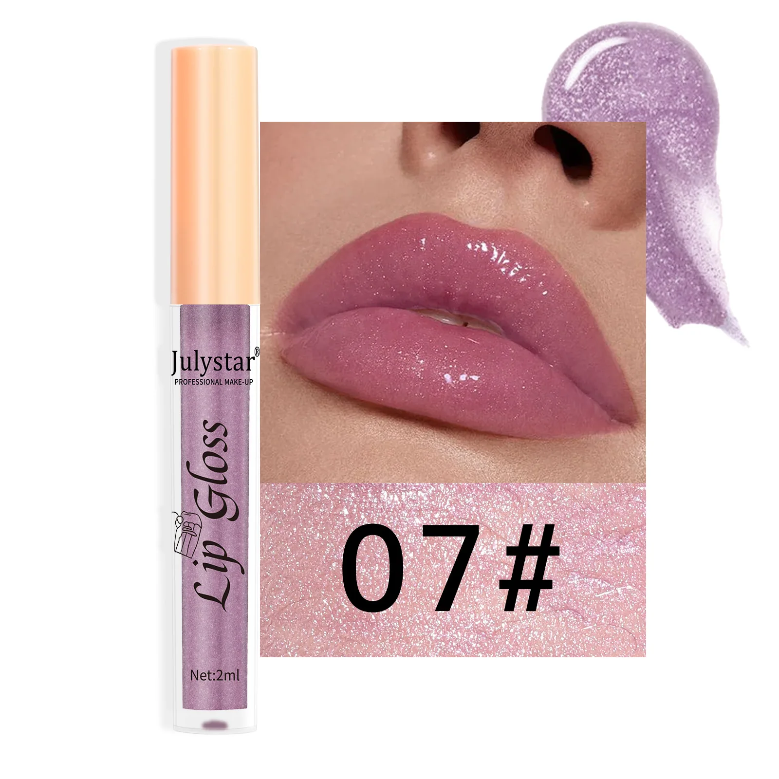 ลิปกลอสประกายมุก 8 สีข้ามพรมแดน ลิปสติกอเนกประสงค์สำหรับปากและแก้มแบบยุโรปและอเมริกา สีง่าย 7