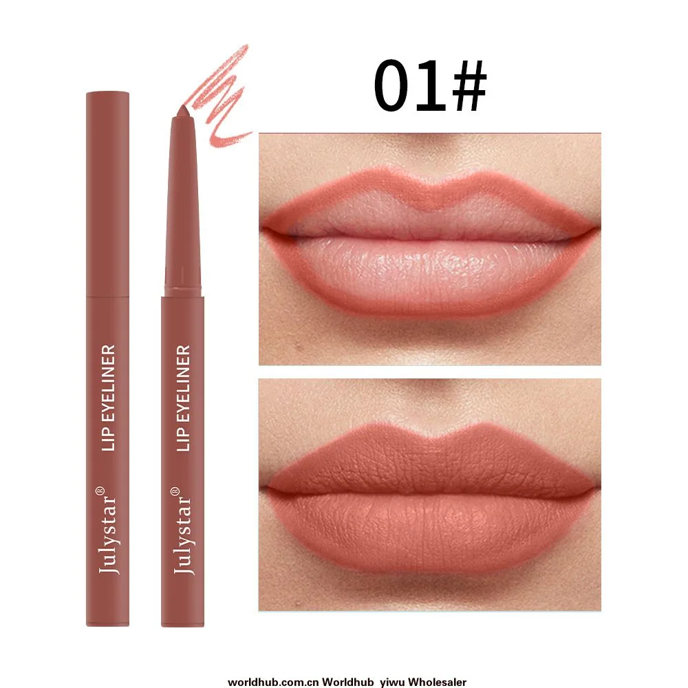 Delimitador de labios automático transfronterizo, resistente al agua, a prueba de sudor y no decolorante, acabado mate europeo y americano, multicolor para comercio exterior y arreglo personal