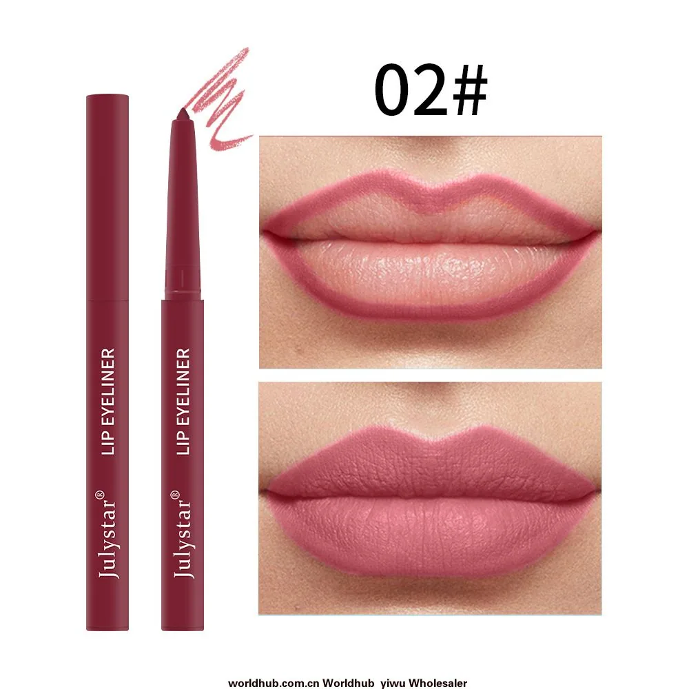 Delimitador de labios automático transfronterizo, resistente al agua, a prueba de sudor y no decolorante, acabado mate europeo y americano, multicolor para comercio exterior y arreglo personal 2