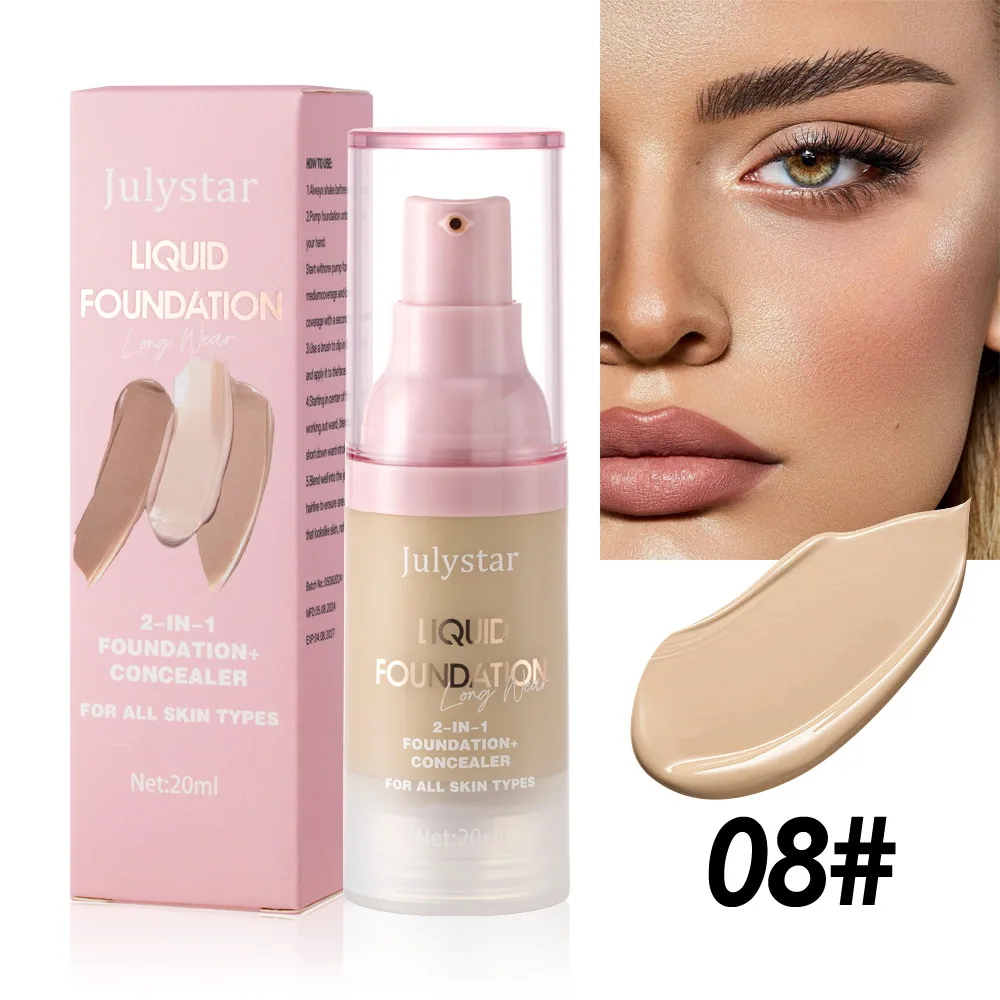 Julystar Cross-border liquid foundation concealment lasts for a long time, does not remove makeup, moisturizing and moisturizing 8