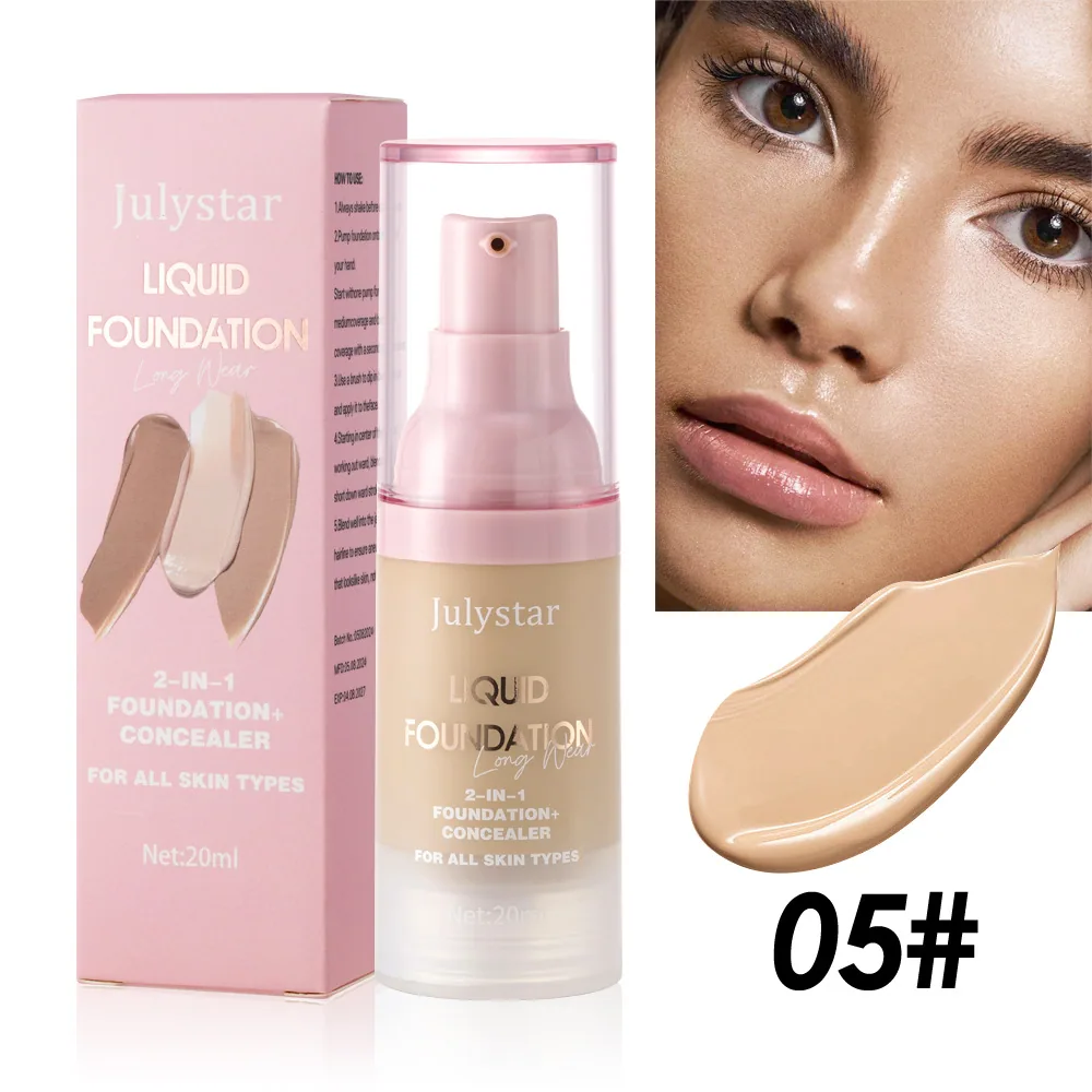 Julystar Cross-border liquid foundation concealment lasts for a long time, does not remove makeup, moisturizing and moisturizing 5