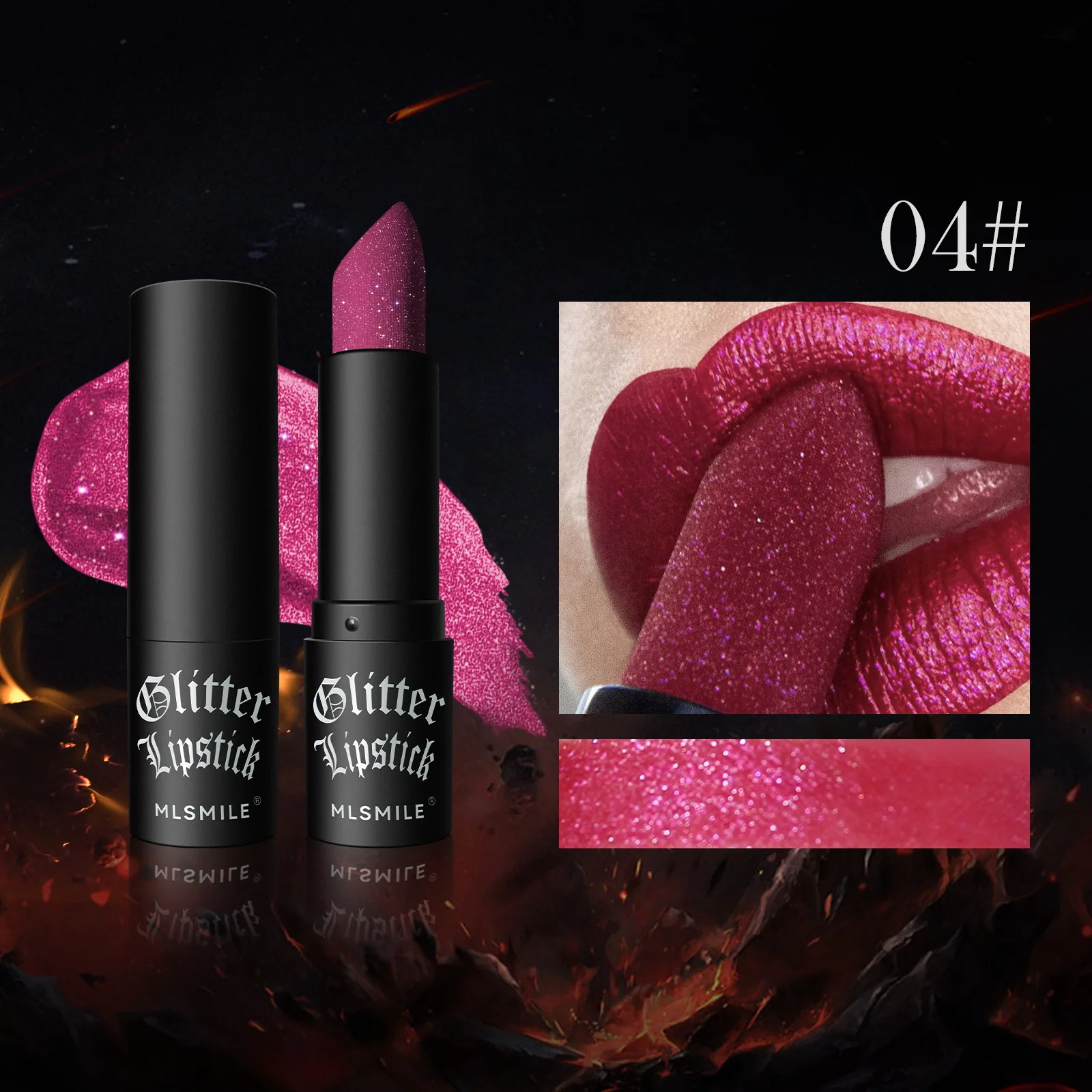 Cross-border exclusive pearlescent lipstick, Amazon explosive matte non-stick cup, popping lipstick, color-rendering diamond lip 4