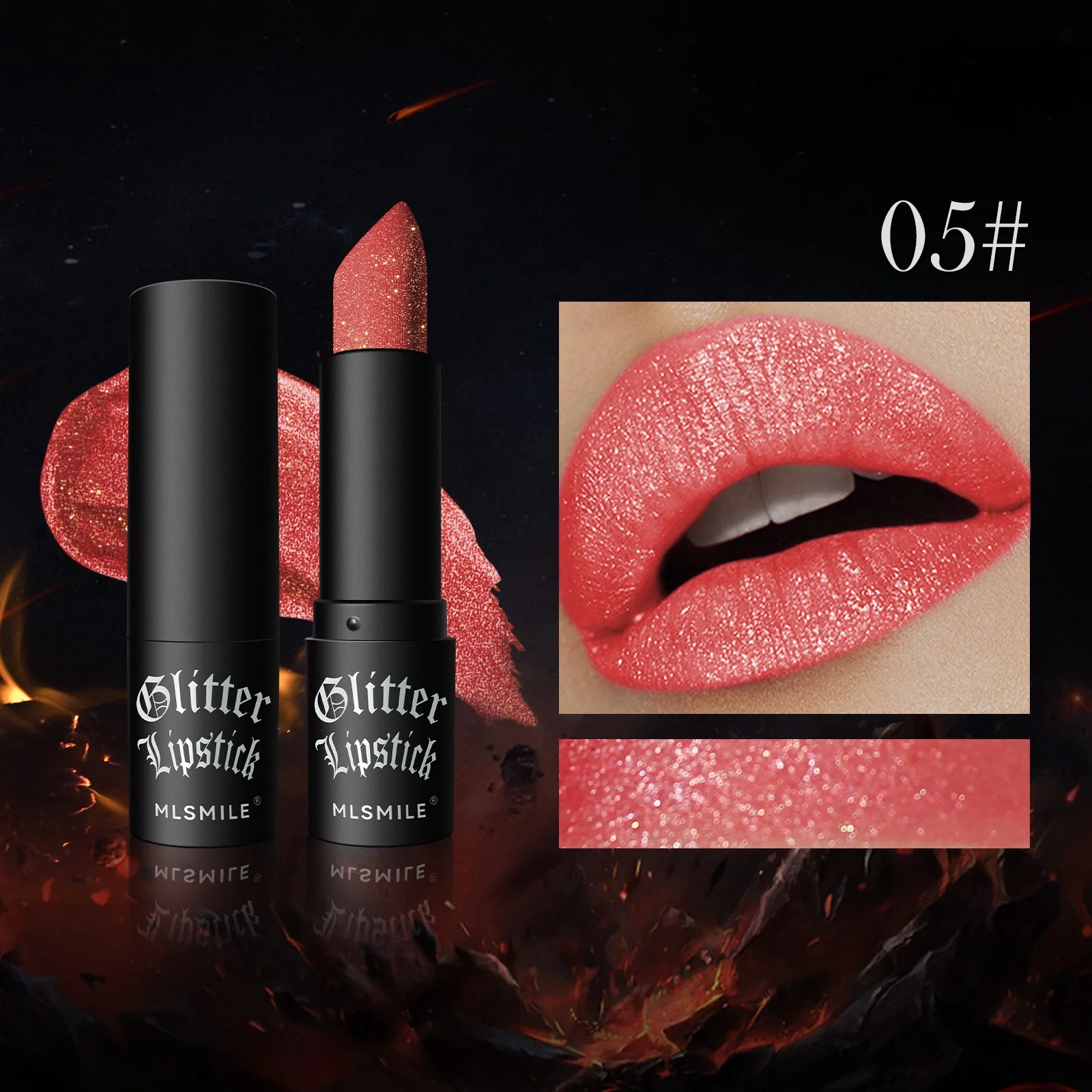 Cross-border exclusive pearlescent lipstick, Amazon explosive matte non-stick cup, popping lipstick, color-rendering diamond lip 5