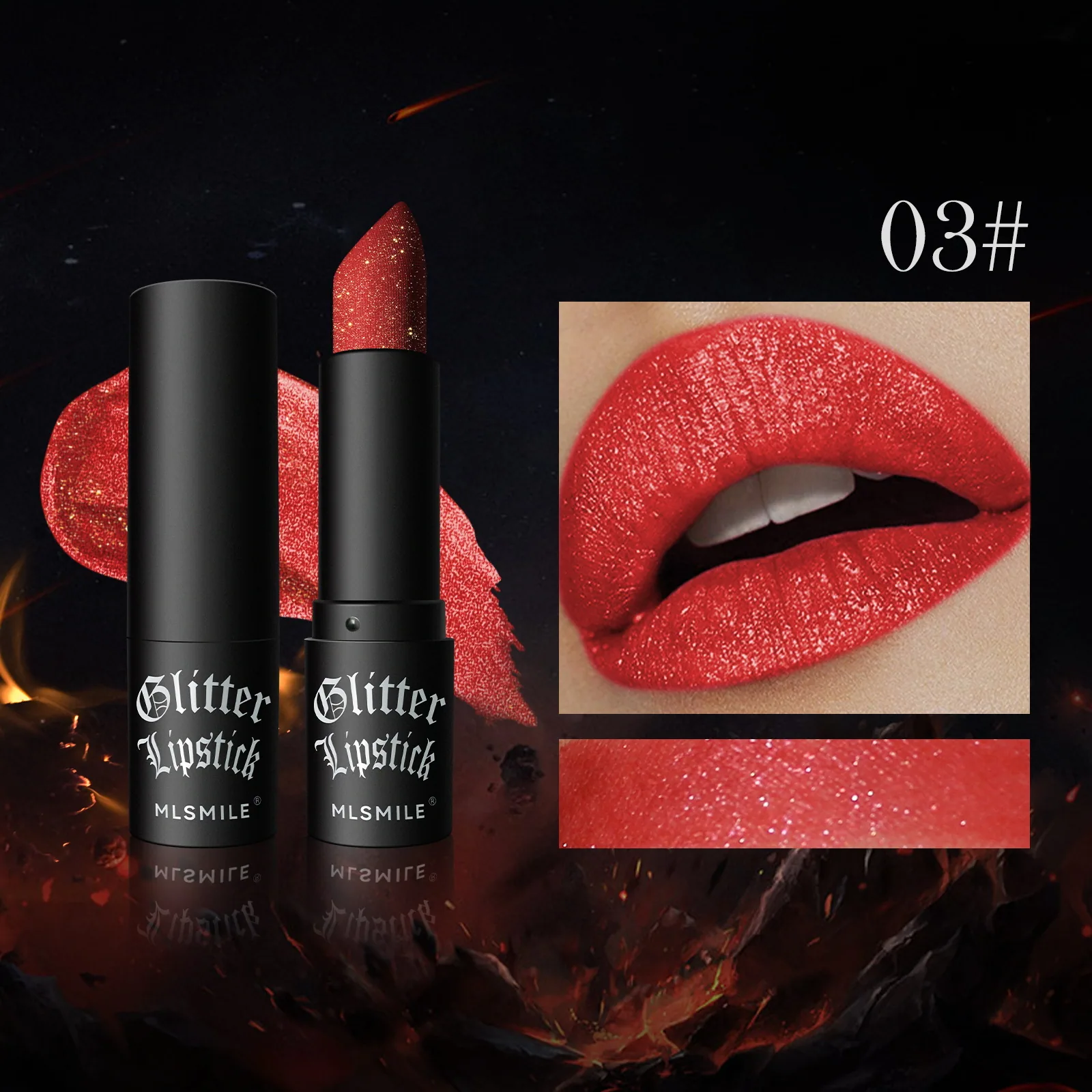Cross-border exclusive pearlescent lipstick, Amazon explosive matte non-stick cup, popping lipstick, color-rendering diamond lip 3