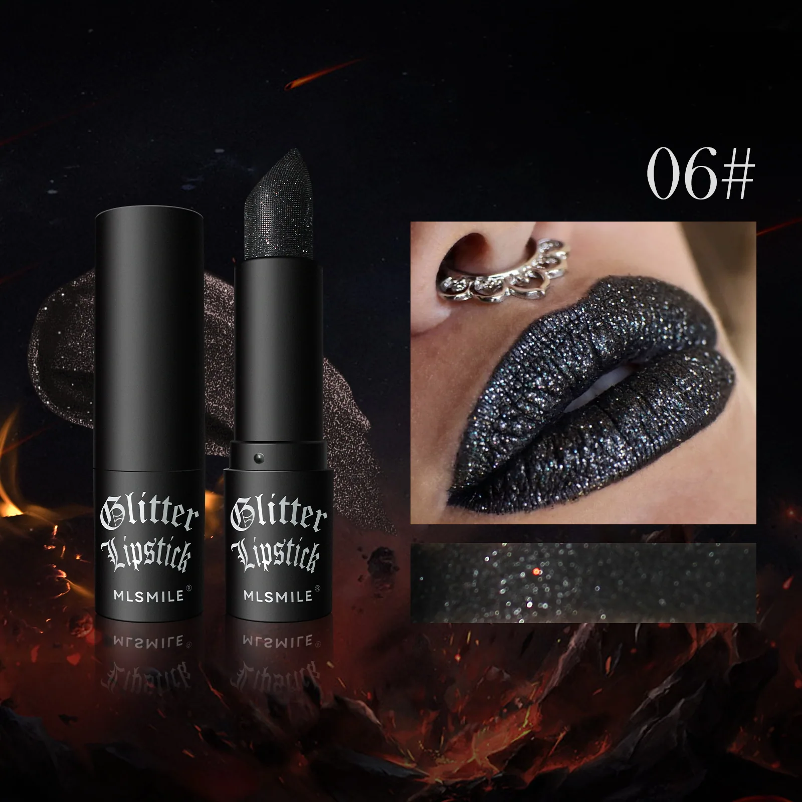 Cross-border exclusive pearlescent lipstick, Amazon explosive matte non-stick cup, popping lipstick, color-rendering diamond lip 6