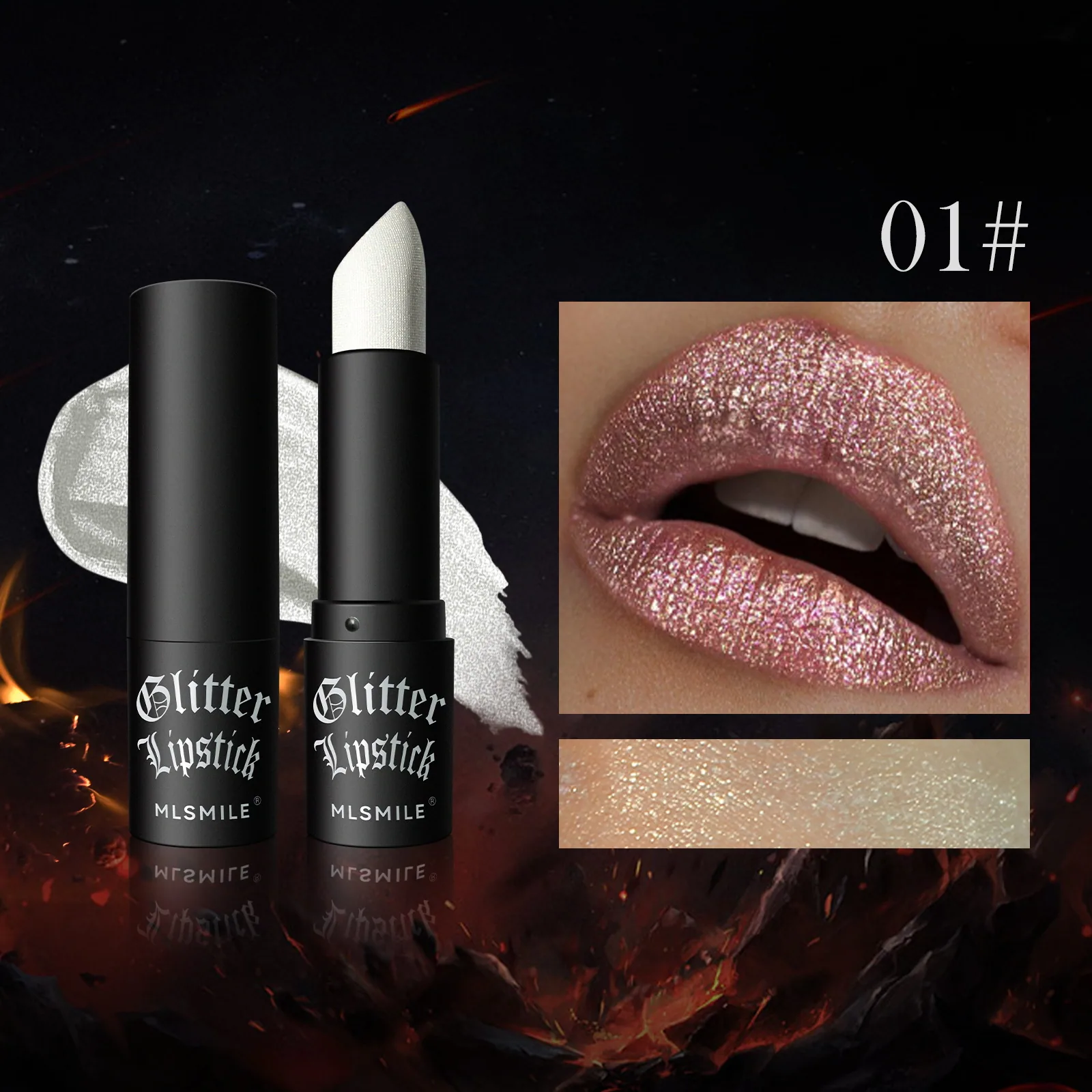 Cross-border exclusive pearlescent lipstick, Amazon explosive matte non-stick cup, popping lipstick, color-rendering diamond lip