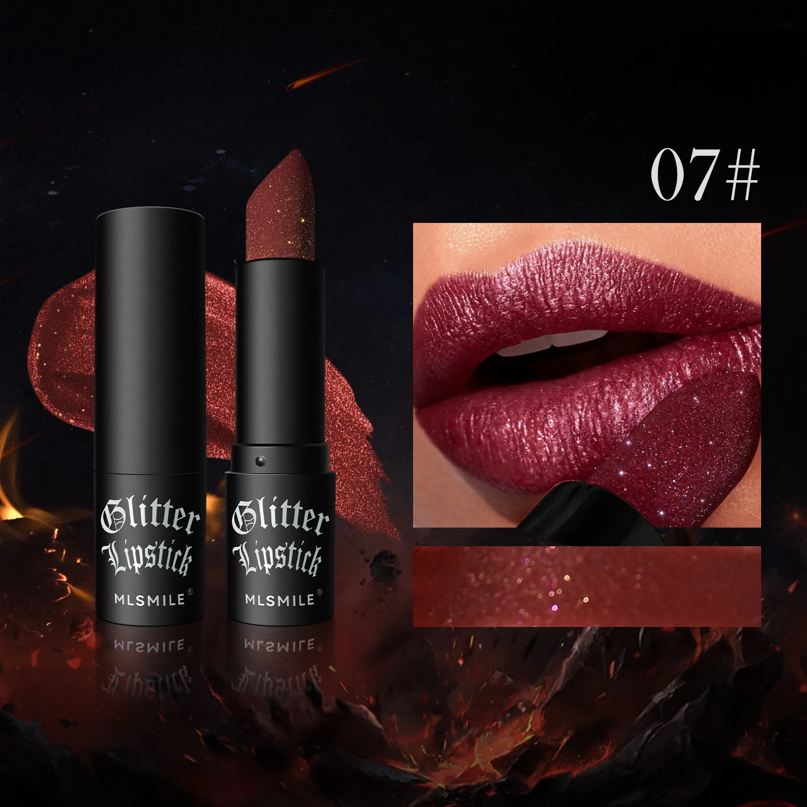 Cross-border exclusive pearlescent lipstick, Amazon explosive matte non-stick cup, popping lipstick, color-rendering diamond lip 7