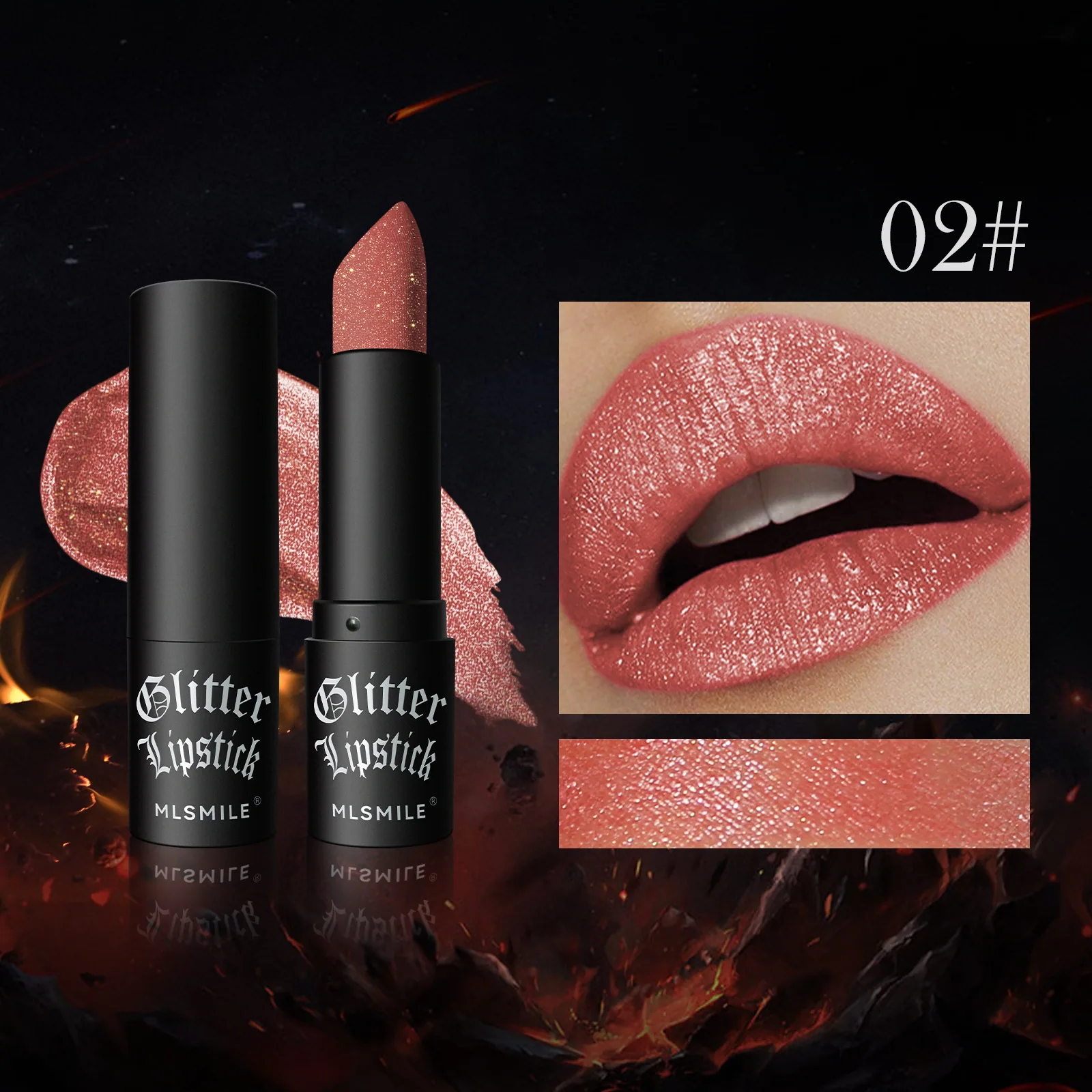 Cross-border exclusive pearlescent lipstick, Amazon explosive matte non-stick cup, popping lipstick, color-rendering diamond lip 2