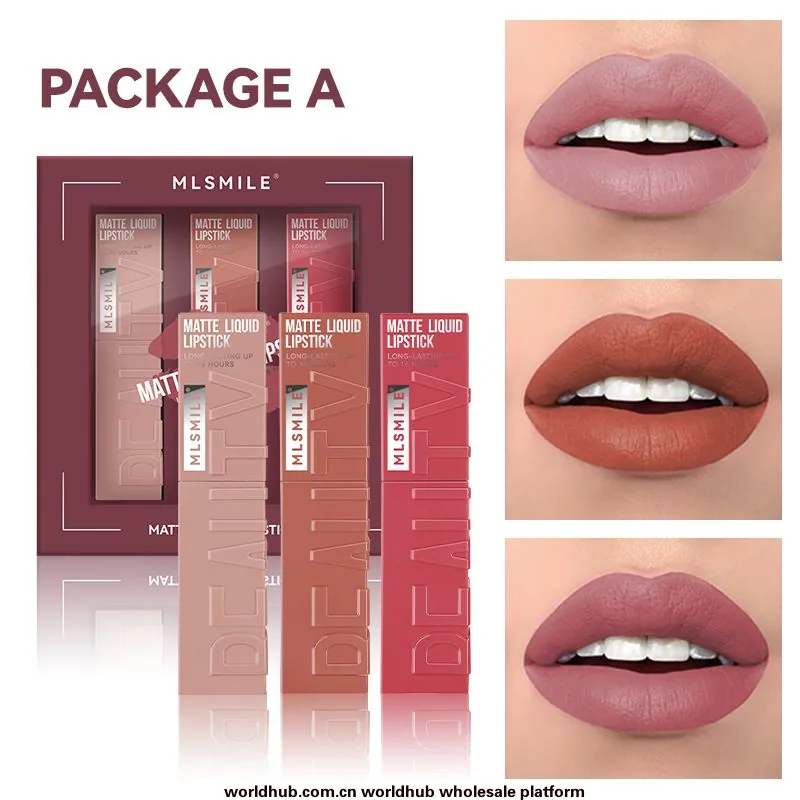 Cross-border exclusive matte liquid lipstick explosive non-stick velvet whitening lip gloss non-fading lip gloss set